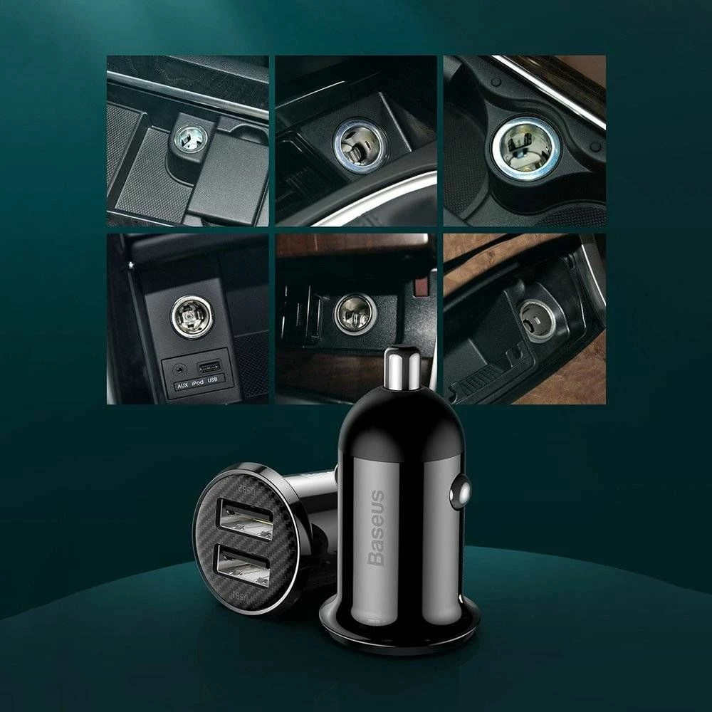 Karikues veture Baseus Grain Pro 2x USB-A 24W 4.8A 12/24V, i zi
