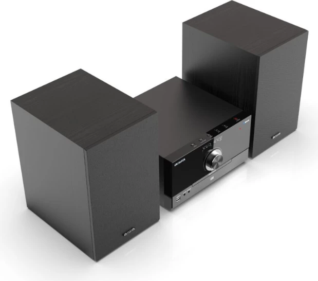 Sistem mikro stereo Hi‑Fi Aiwa MSBTU-600, 100W RMS, Bluetooth 5.0, CD/USB/FM, i zi, set me 2 altoparlantë