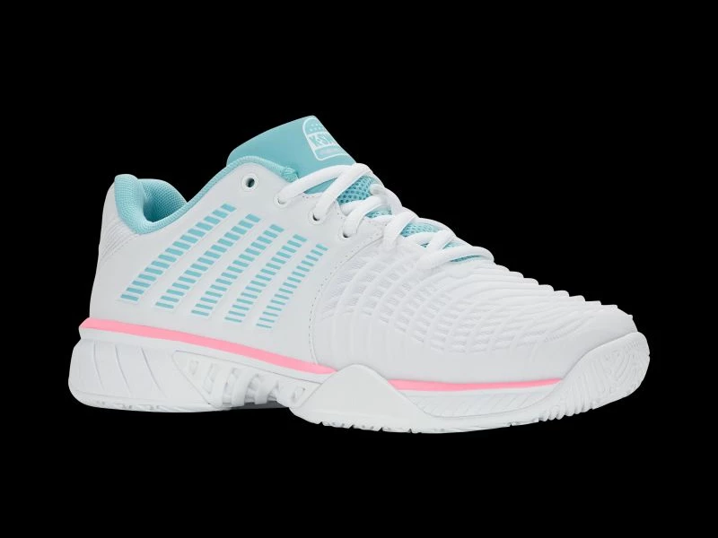 Atlete K-Swiss EXPRSLIGHT3 HB PADEL, të bardha/kaltër neon/rozë neon