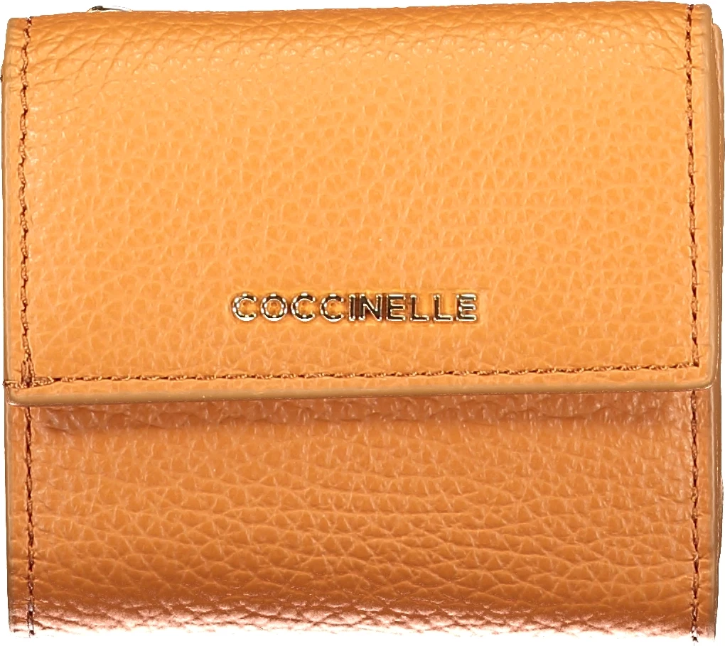 Portofol për femra COCCINELLE Metallic Soft, i portokalltë