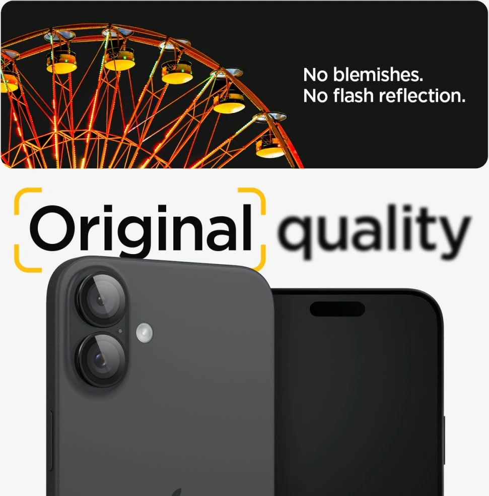 Mbrojtës xhami për kamerë Spigen Glass tR EZ Fit Optik Pro për iPhone 16 Plus, 2 copë, Zi