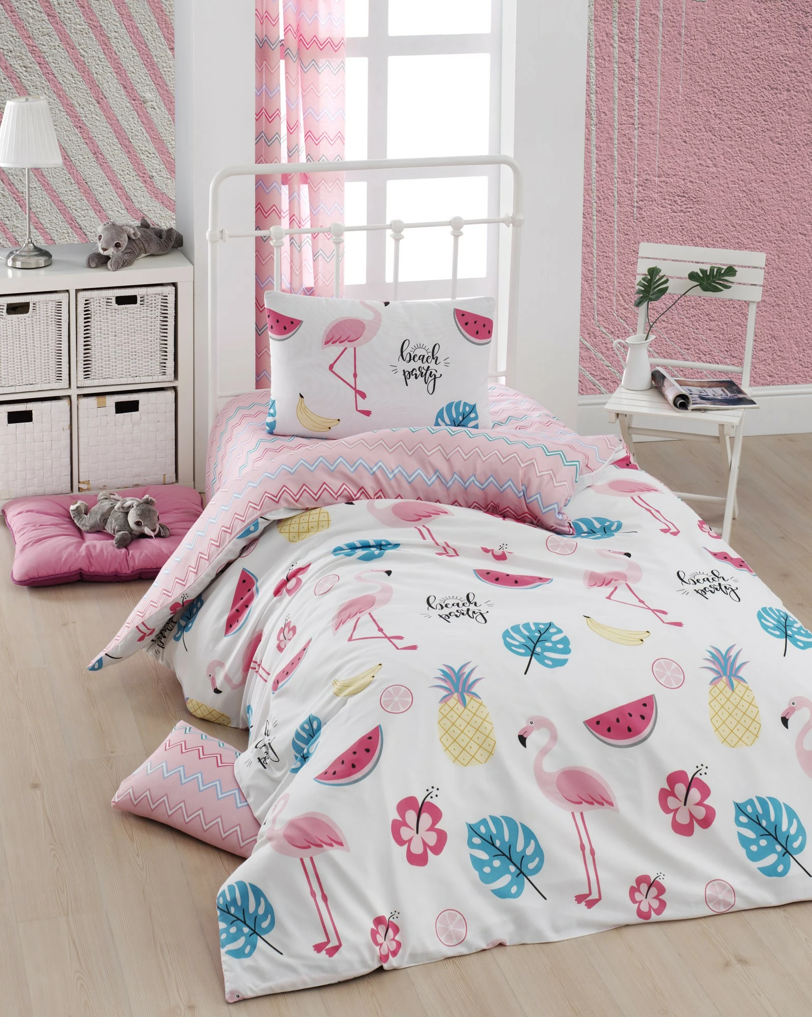 Set mbulesë jorgani Single XXL, L'essentiel, Kokteyl, e bardhë, me ngjyra