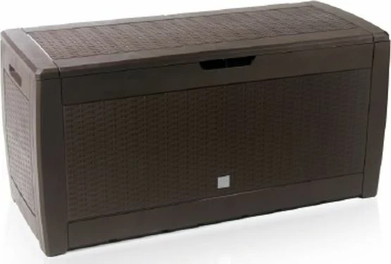 Kuti ruajtjeje kopshti Prosperplast Rato Garden Box 310 L, pa ulëse, kafe e errët