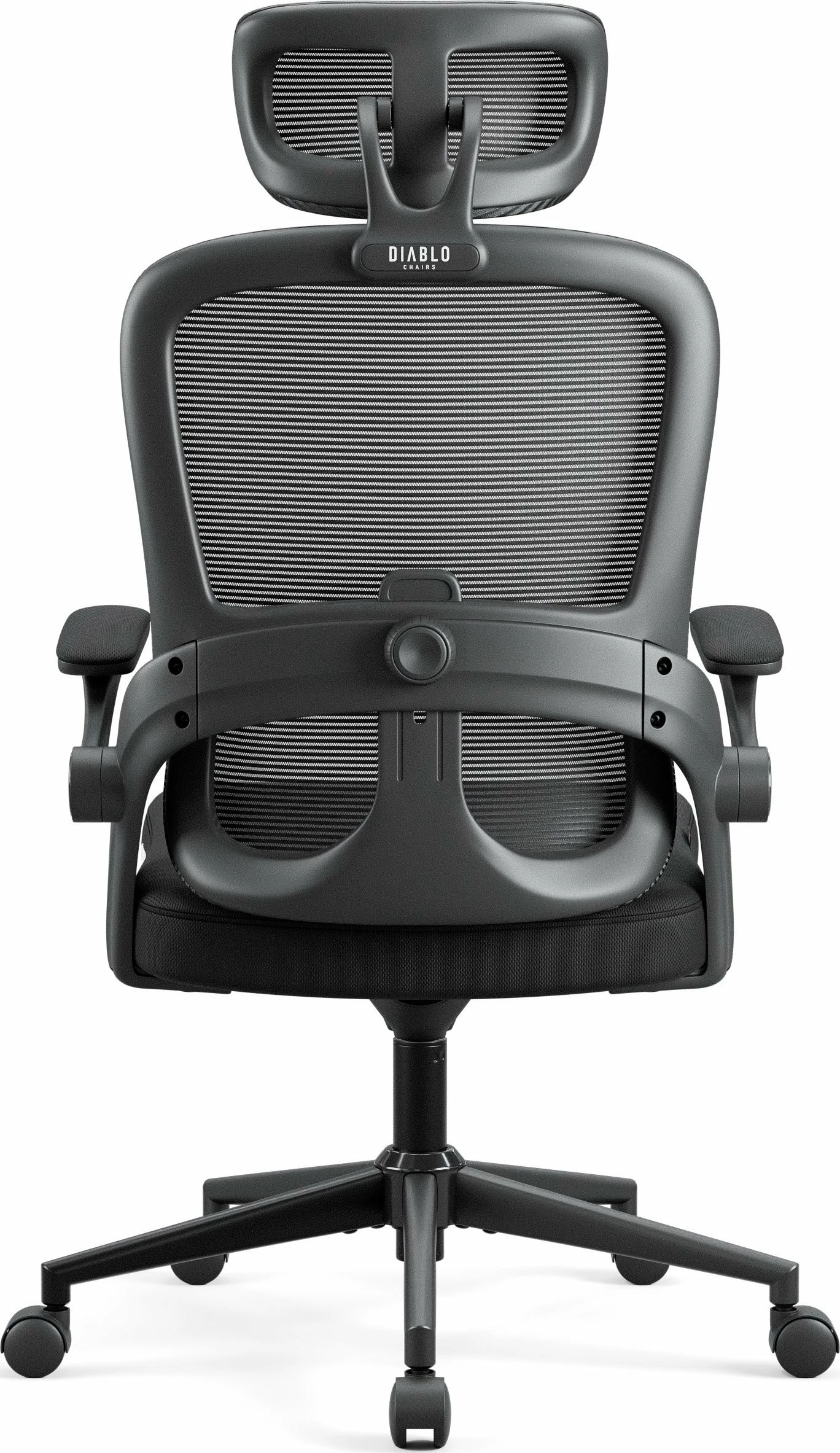 Karrige zyre ergonomike Diablo Chairs V-Light, mbështetje lumbare dinamike, 3D armrests, deri 110 kg, e zezë
