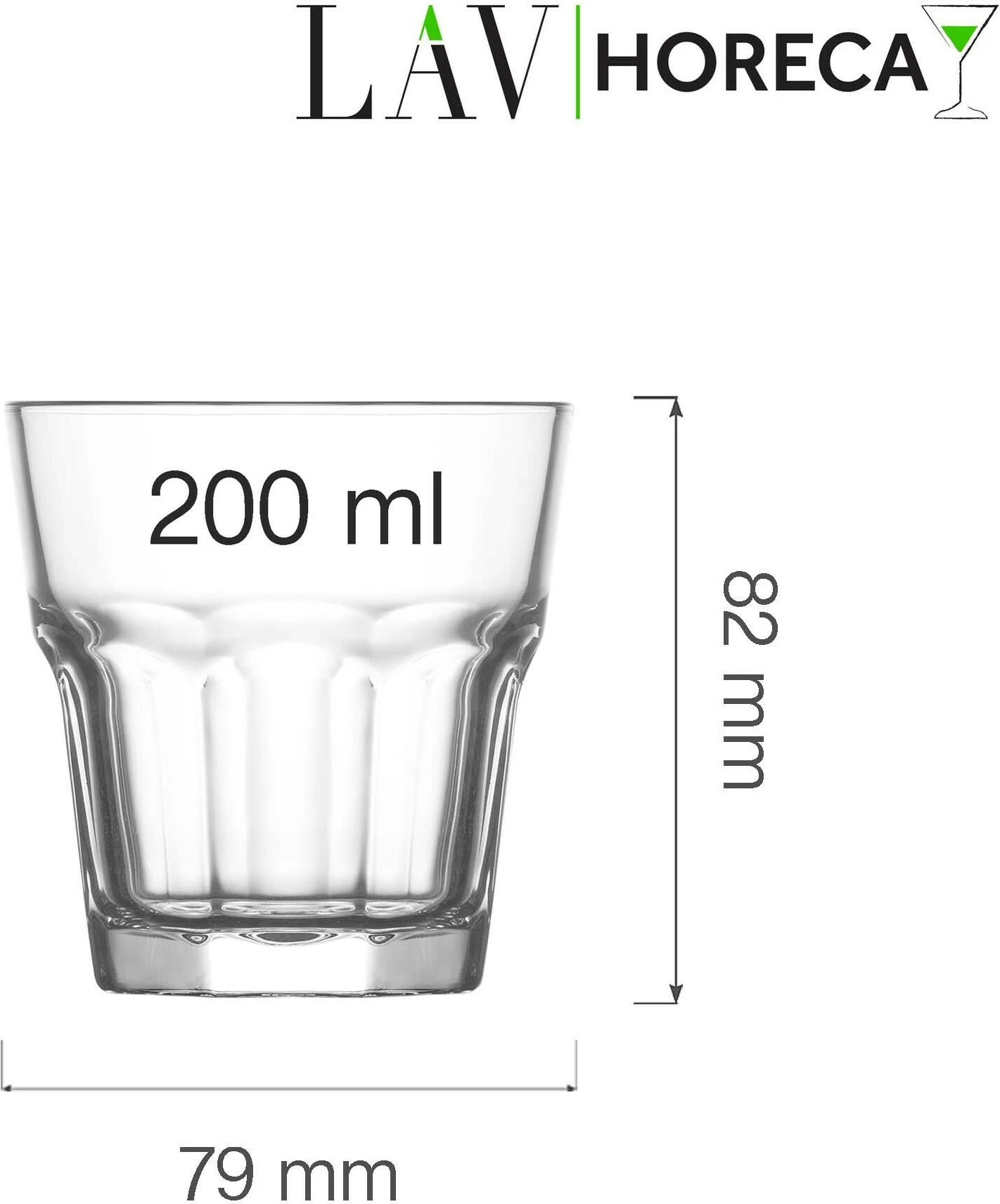 Gotë uji LAV HORECA Amsterdam 200 ml, qelq, transparente, set 12 copë