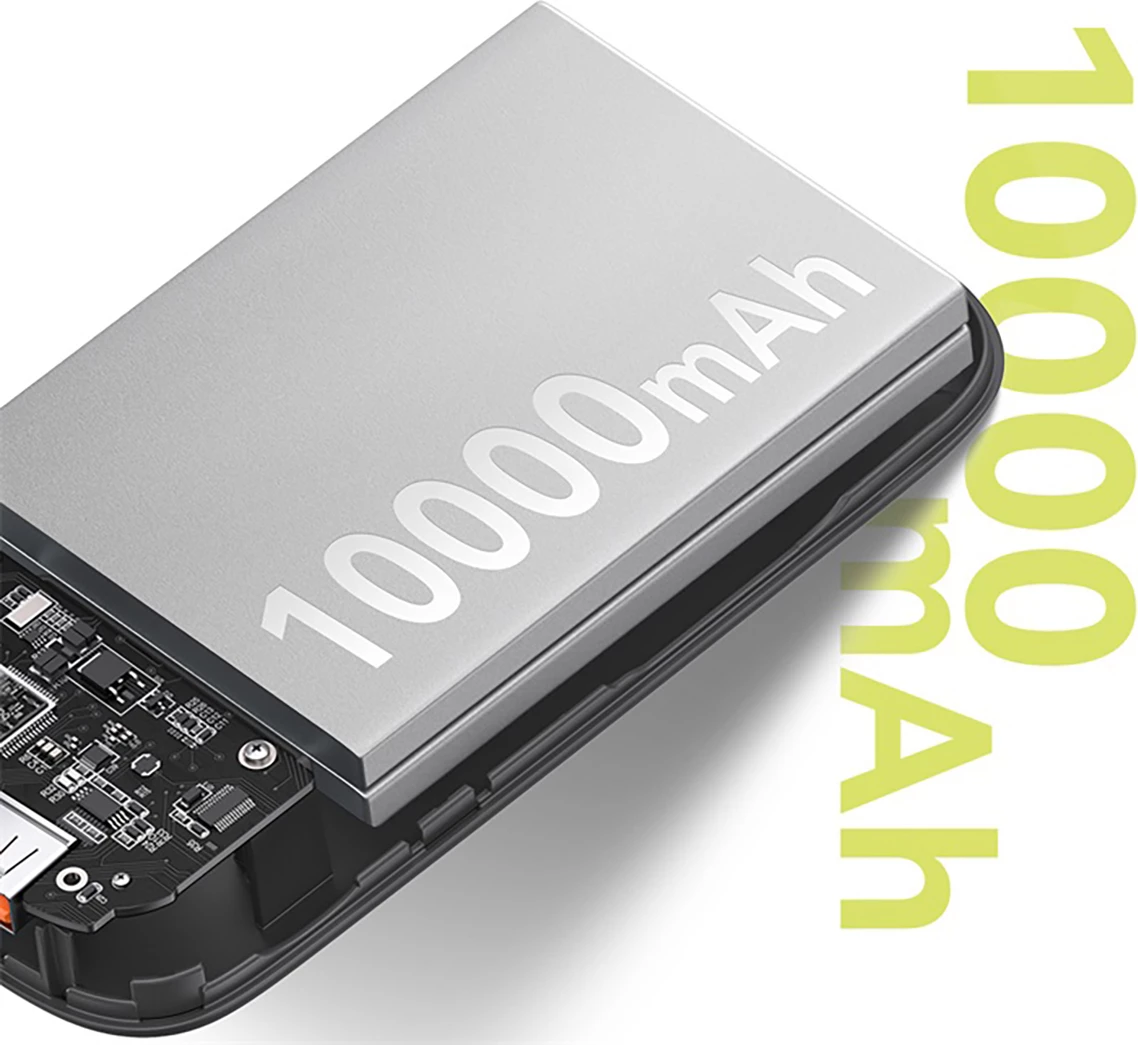 Powerbank Baseus QPow 2, 10000mAh, 30W, me kabllo USB-C të integruar, Ekran LED, e zezë
