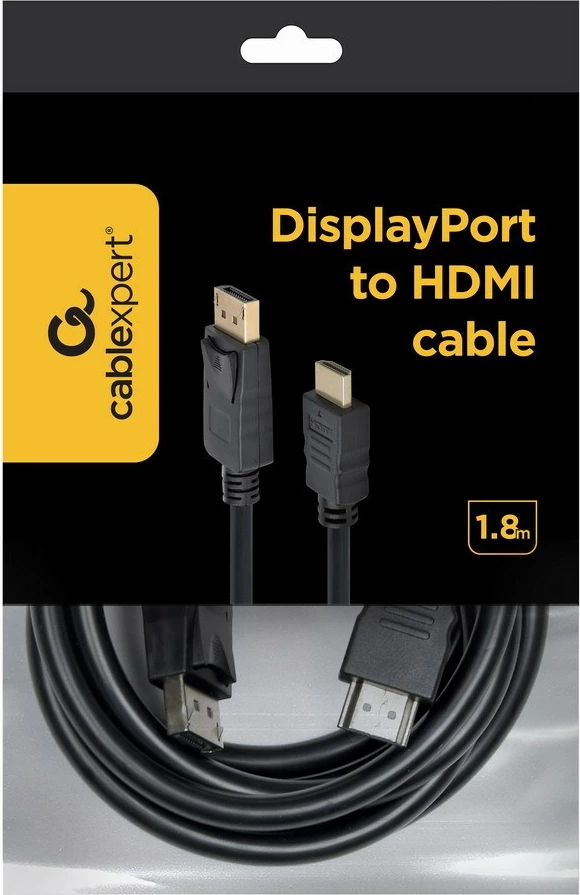 Kabllo HDMI Gembird, Type A DisplayPort, 1.8m, e zezë 