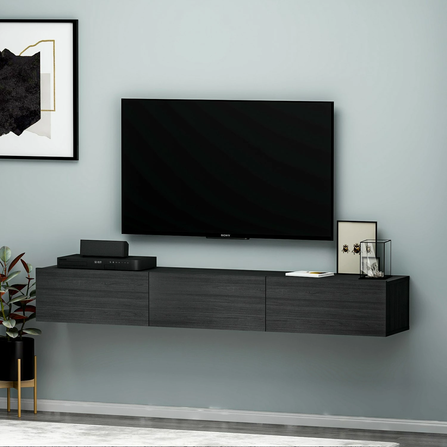 Komodë TV Hanah Home, ngjyrë terrakote e zezë