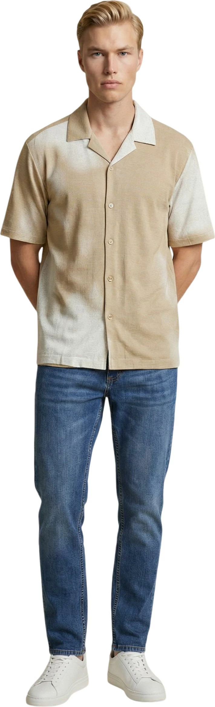 Këmishë me mëngë të shkurta Only & Sons Onsharvi Rlx Resort SS 041 AOP 22037291 për meshkuj, bezhë [Madhësia: XS]