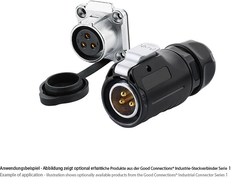 Konektor industrial GoodConnections S1, Power 3-Pin M20, argjend/zi