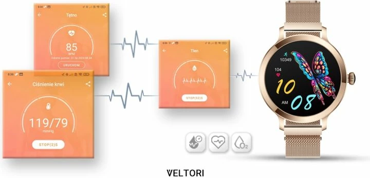 Smartwatch për femra VELTORI, rozë