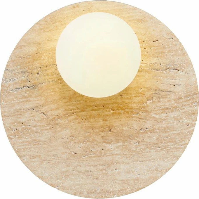 Llambë muri Opviq, pamje Tor-Look, trup travertini, kapak qelqi, bezhë/bardhë