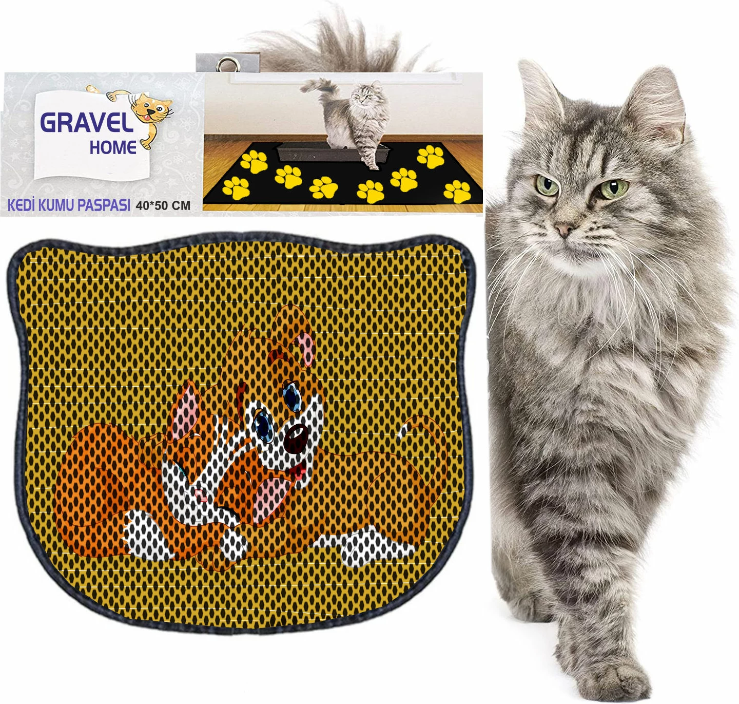 Tapet për rërë mace, shumëngjyrësh, Paws & Whiskers, Kdkafa0021, 40x50cm
