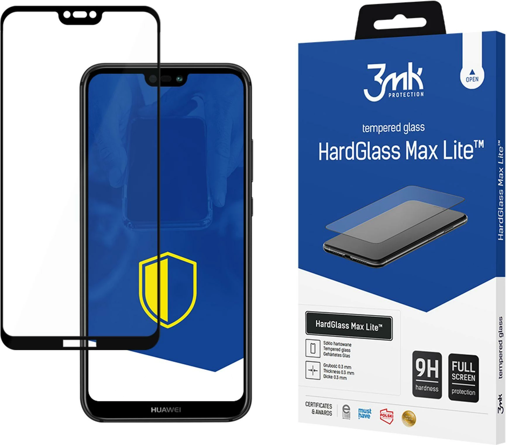 Xham mbrojtës 3mk HardGlass Max Lite për Huawei P20 Lite, i tejdukshëm
