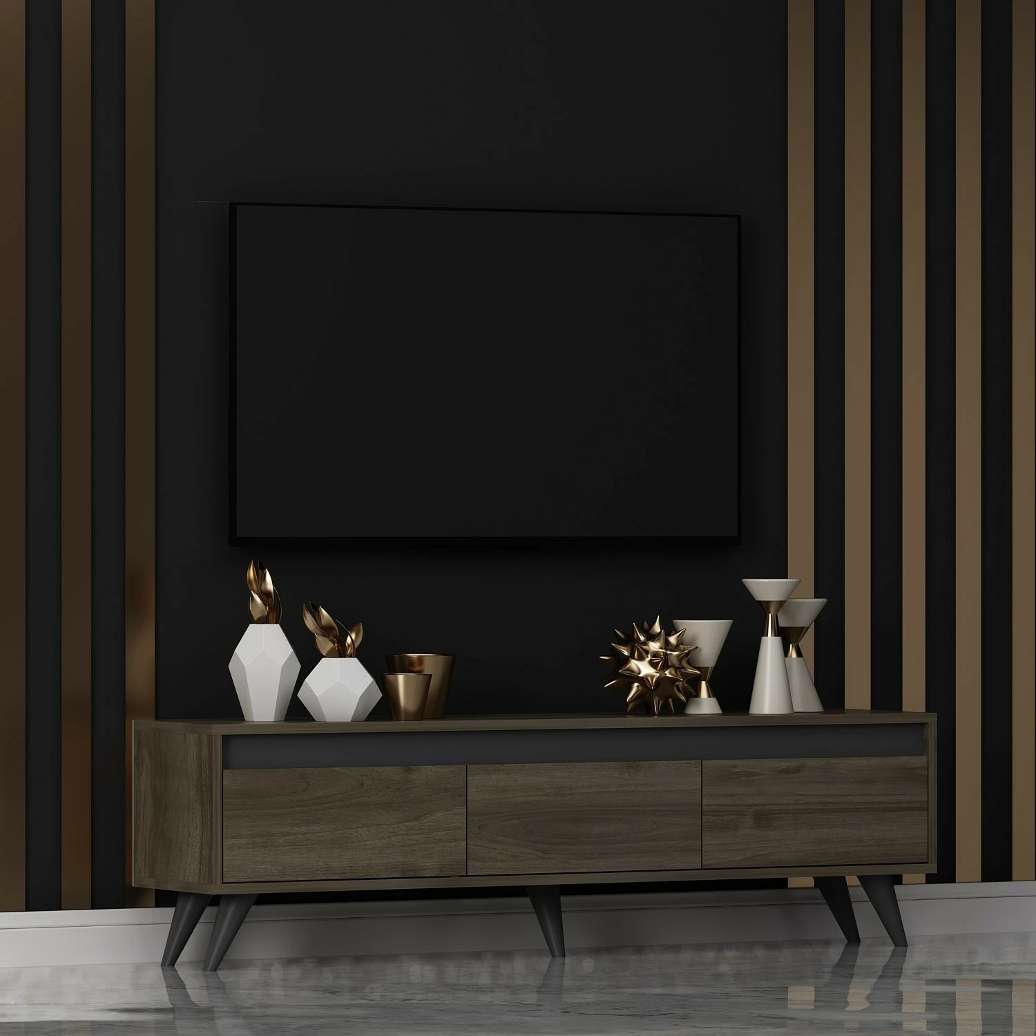 Komodë TV, ngjyrë arre, Skye Decor, Century