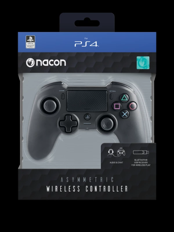 Kontroller wireless Nacon PS4 Asymmetric, deri 7 orë bateri, prizë 3.5mm, i zi