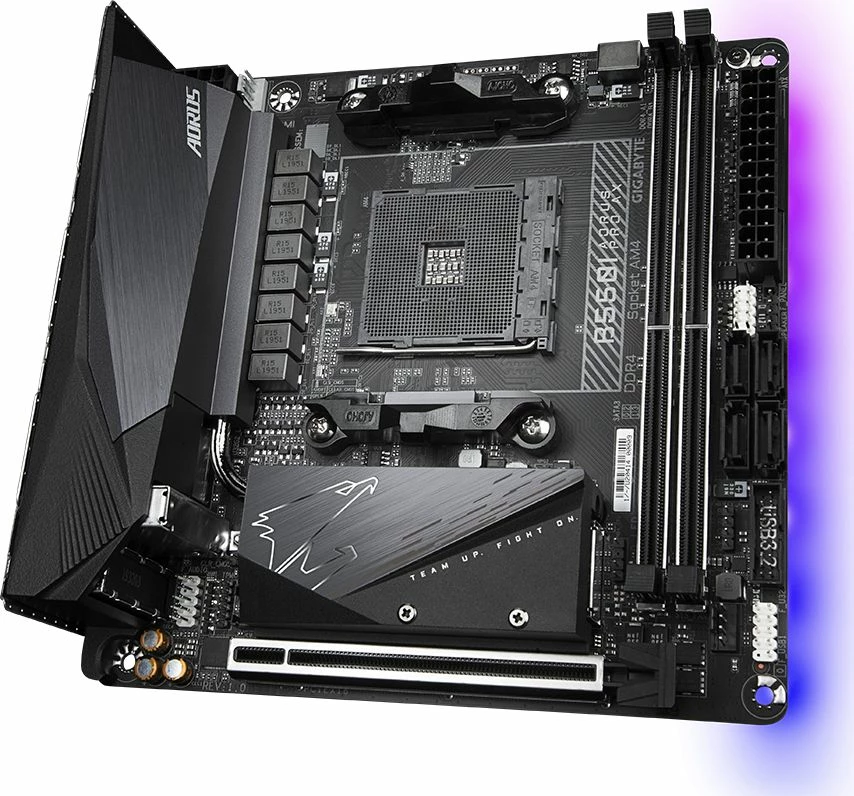 Pllakë amë Gigabyte B550I AORUS PRO AX Mini-ITX, AMD B550, Wi‑Fi 6, Bluetooth 5, 2.5GbE, 64GB RAM