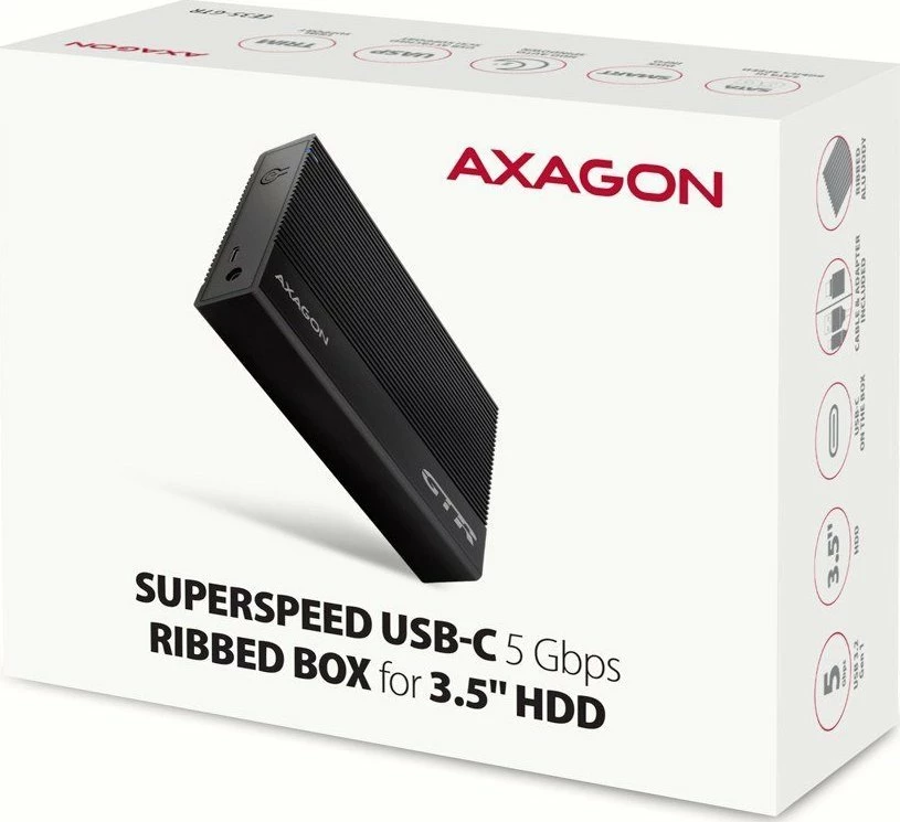 Kasë e jashtme për HDD 3.5\" Axagon EE35-GTR, USB 3.2 Gen 1, SATA 6G, alumini, e zezë