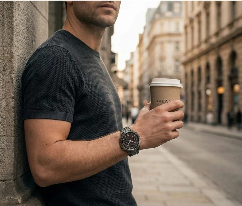 Smartwatch Gravity GT42-1, i zi, set me rrip silikoni dhe byzylyk