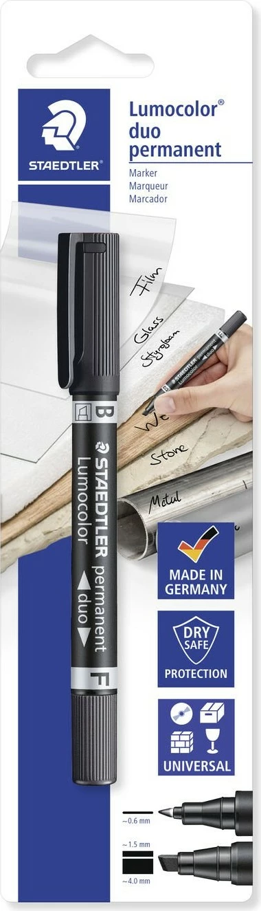 Marker permanent STAEDTLER Lumocolor duo 348 B, i zi, 1 copë