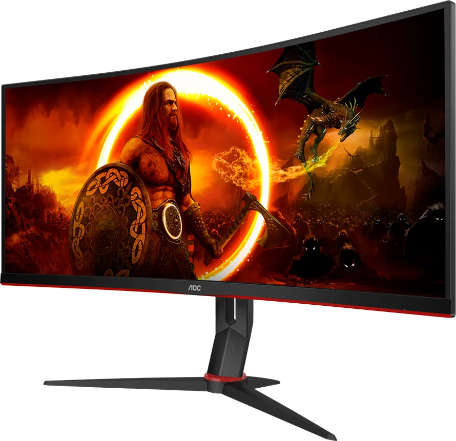 Monitor gaming AOC CU34G2XP 34\" i lakuar VA, UWQHD 3440x1440, 180Hz, 1ms, HDR400, FreeSync Premium, HDMI/DP, i zi-kuq