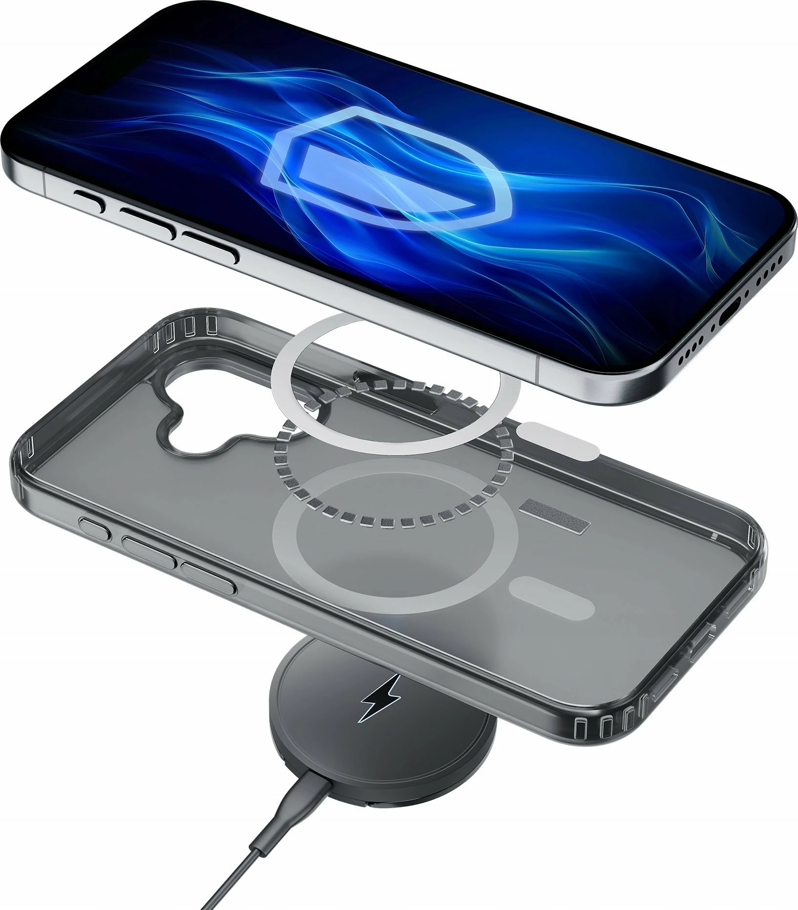 Mbështjellës 3MK Frosty MagCase për Apple iPhone 16, MagSafe, mat, plastikë, i zi