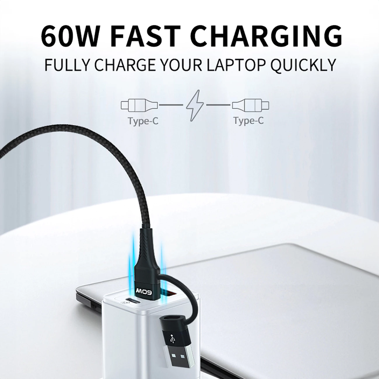 Kabllo 4n1 Wozinsky WNBAA, 1m, USB-C/USB-A/Lightning, 60W, e zezë