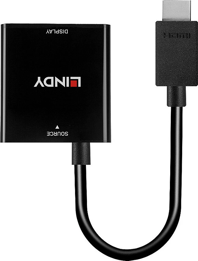 Adapter Lindy HDMI në VGA, 0.1 m, 1080p, i zi