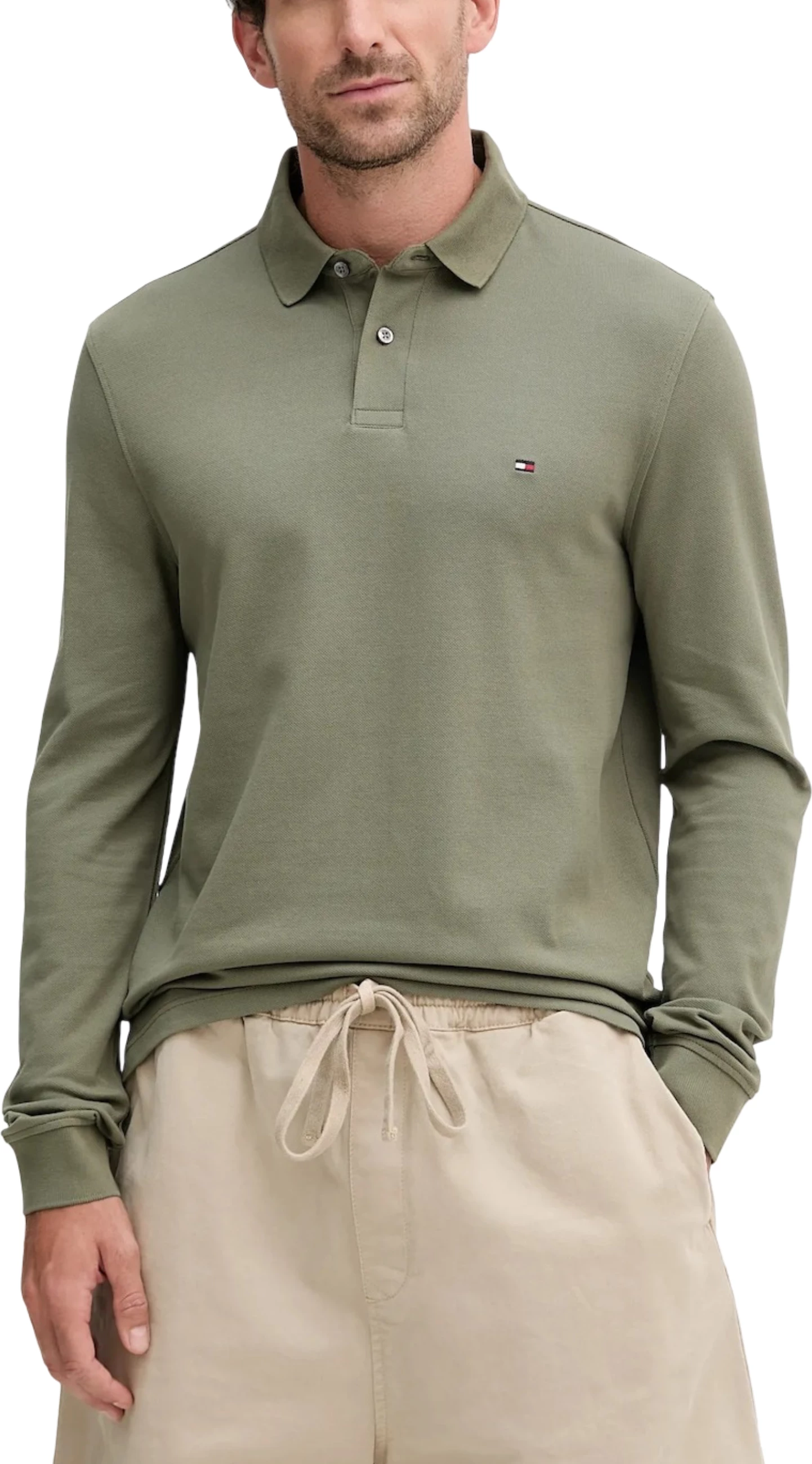 Maicë polo për meshkuj Tommy Hilfiger 1985 Regular LS MW0MW20183, e gjelbër