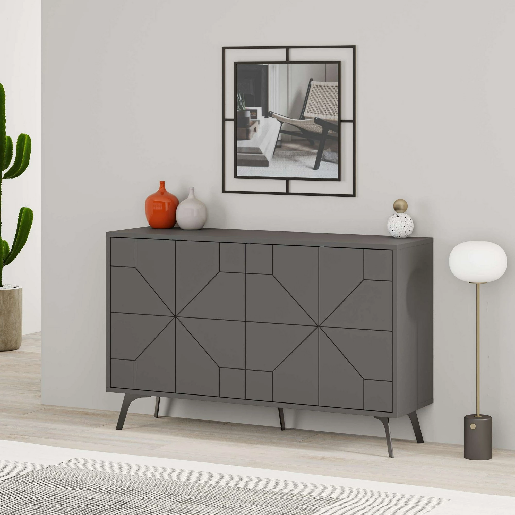 Konsol Skye Decor, ngjyrë antracit, 123x62.4x35cm