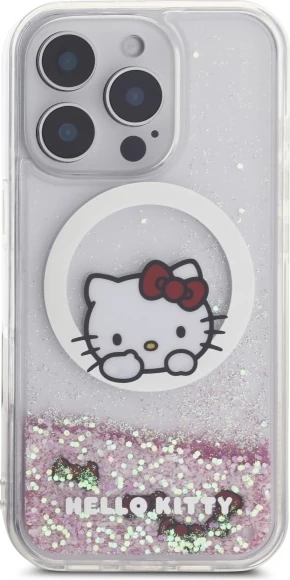 Mbështjellës Hello Kitty Liquid Glitter Sweet Kitty Bows MagSafe për iPhone 16 Pro, Bardhë