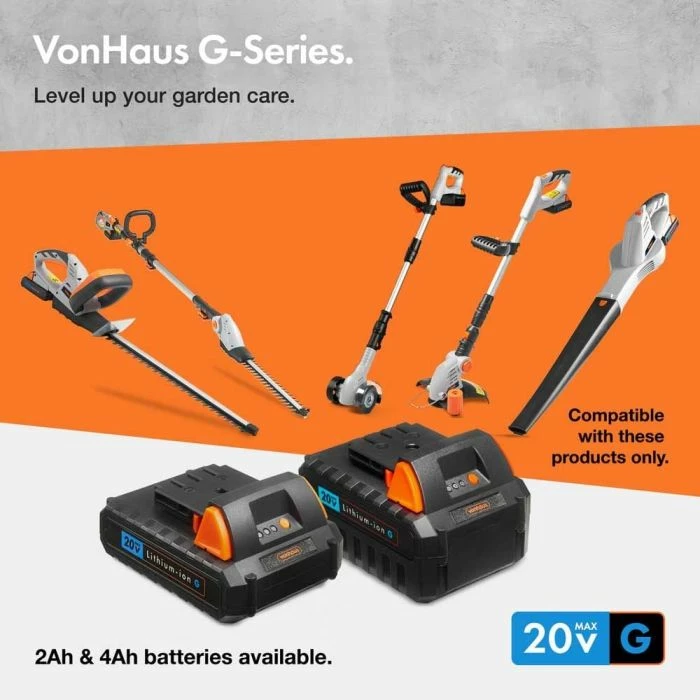 Bateri VONHAUS G Series MPN 3500385, Lithium-Ion 20V 4Ah, e zezë/portokalli