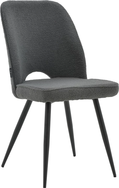 Tavolinë me karrige Gustas-Renish, 7 copë, mermer gri, bouclé gri, 160x80x75cm