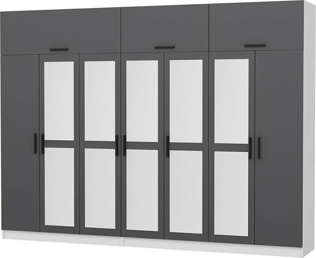 Dollap Skye Decor, anthracite dhe i bardhë, 315x255x52cm, 13 pjesë