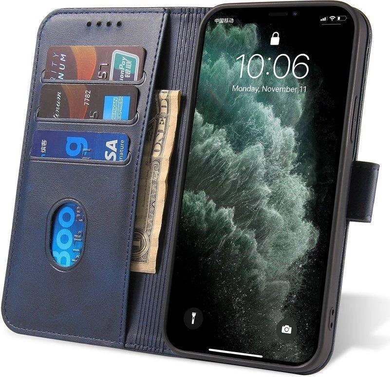 Mbështjellës Onasi Wallet Leather Foldable për Xiaomi Redmi Note 12 Pro, lëkurë, me stand, me xhepa kartelash, blu