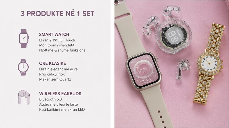 Set Ore Smart H28 Plus me Earbuds per Femra