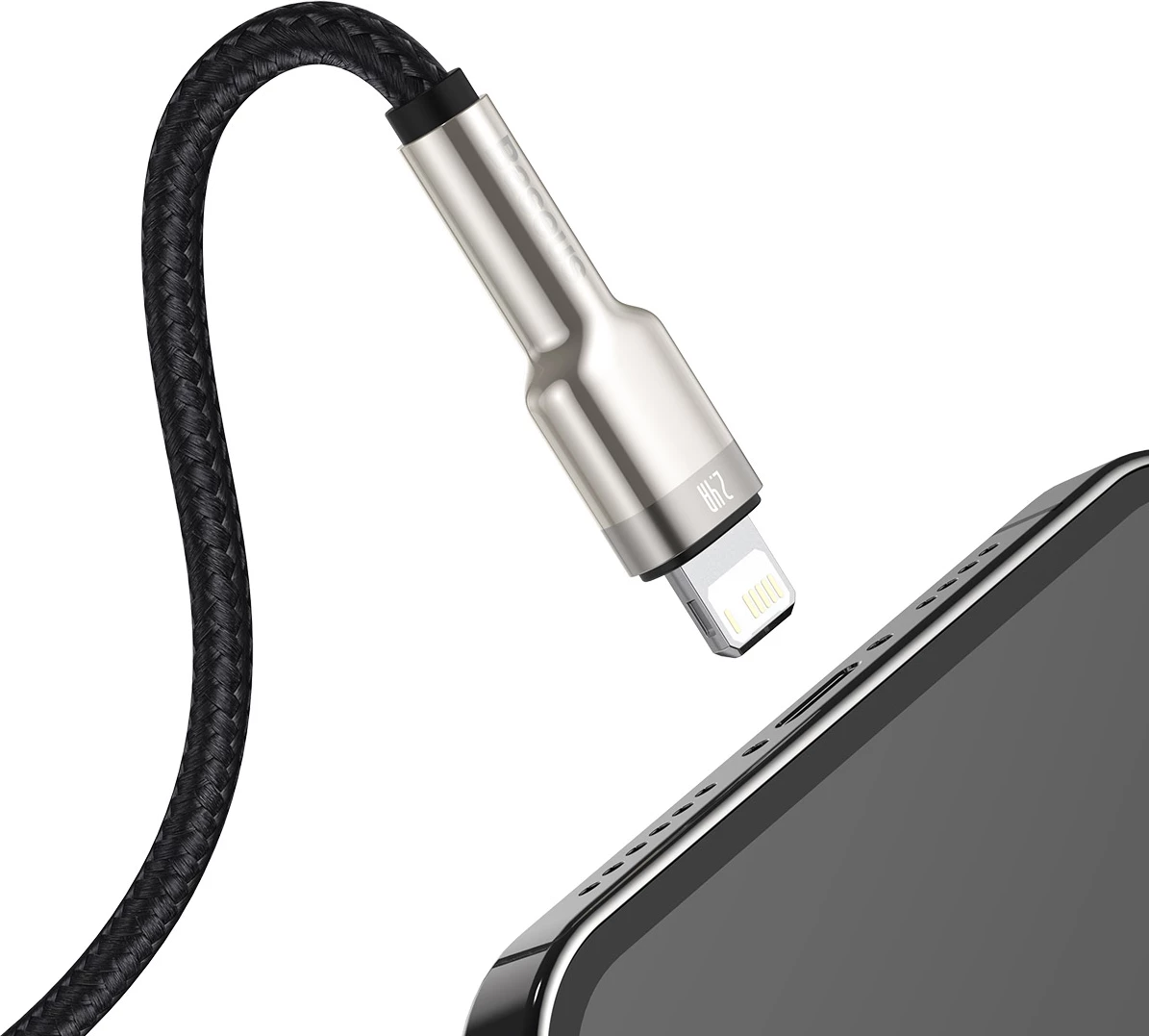 Kabllo Baseus Cafule Series Metal Data CALJK-A01, USB-A në Lightning, 1m, 2.4A, e zezë