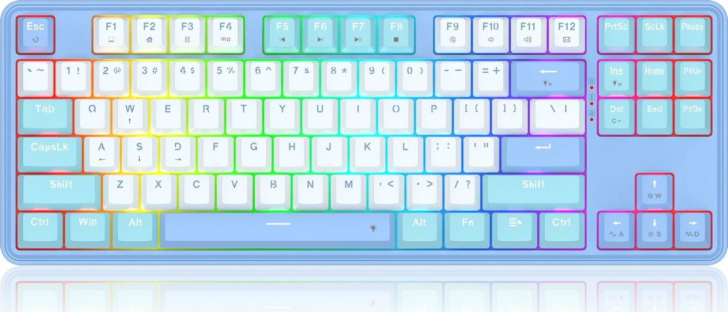 Tastierë gaming mekanike Redragon K707 StarBlade (K707WBB-RGB) TKL 80% US, hot-swap, RGB, USB, blu/bardhë