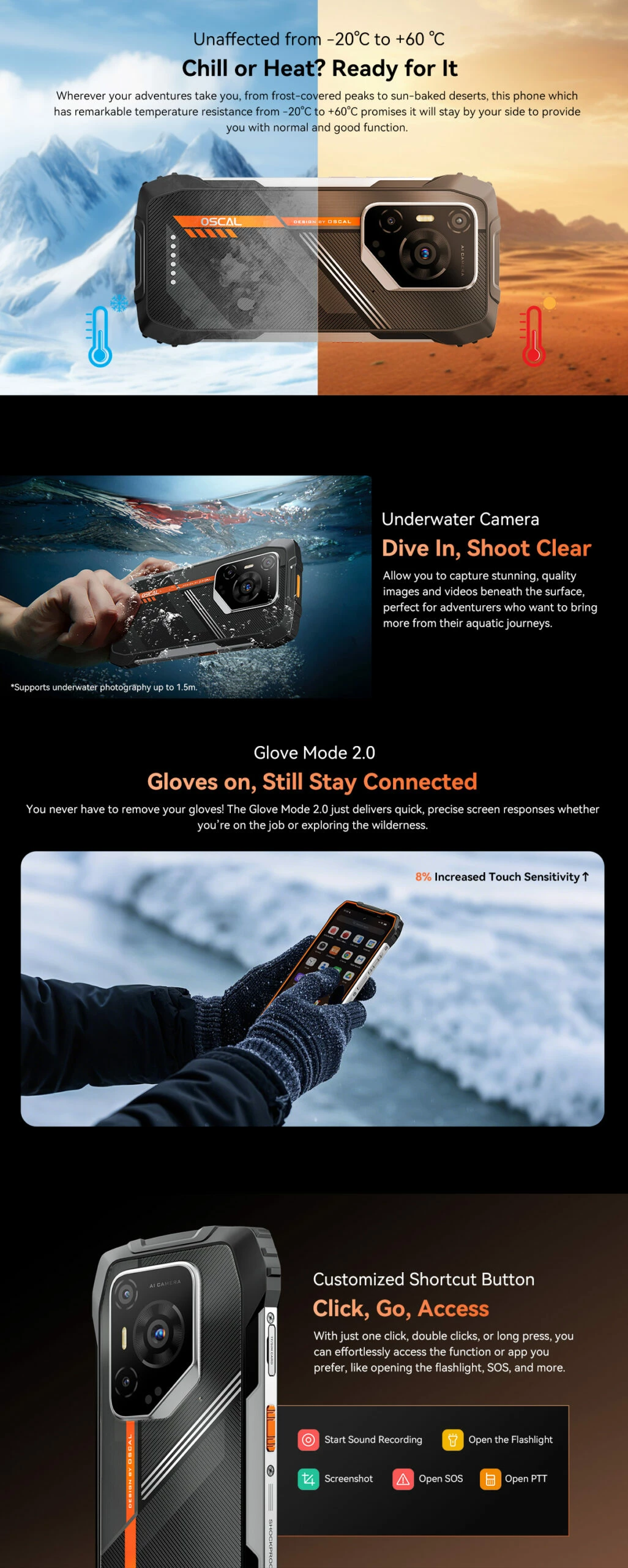 Celular Oscal Pilot 3 12GB/256GB 5G Rugged 7500mAh 6.78\" 120Hz, i zi