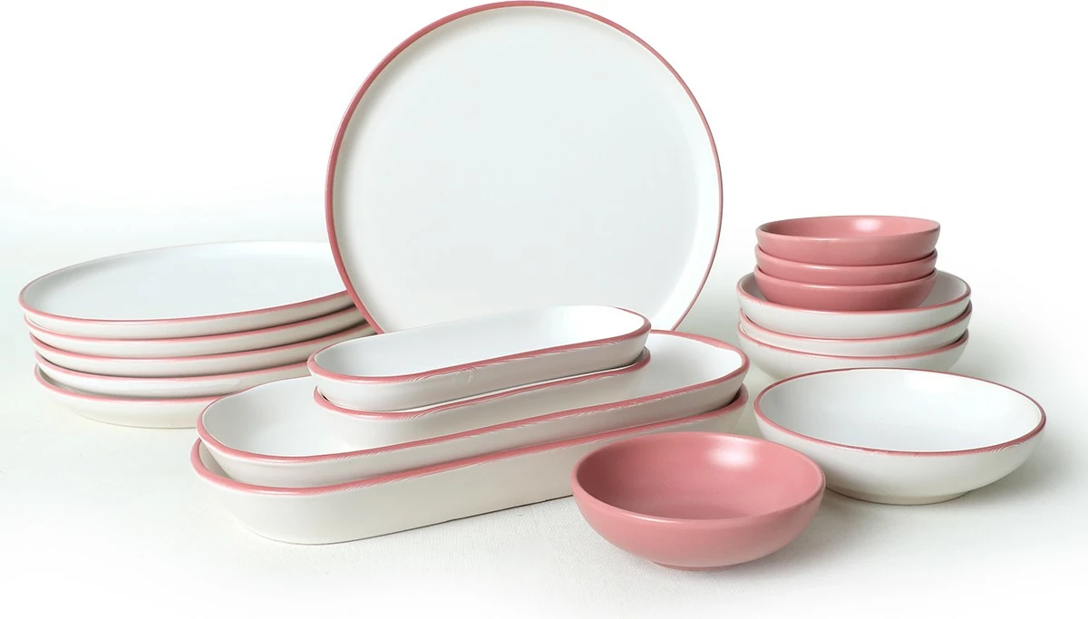 Set mëngjesi 18 pjesësh, Hermia Concept, rozë dhe e bardhë