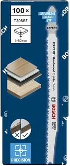 Teh për sharrë xhigso Bosch Expert T308BF, bimetal, 117 mm, 2 mm dhëmbëzim, për dru, 100 copë, stainless steel