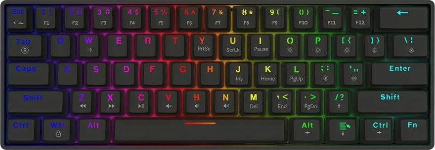 Tastierë gaming SAVIO BLACKOUT X2 PEACH, mekanike, 60%, RGB, e zezë