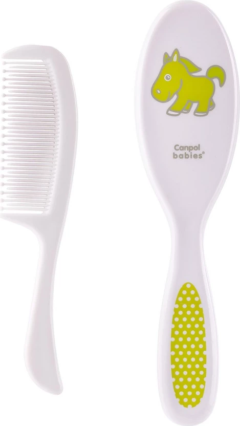 Set furçë flokësh dhe krehër për fëmijë Canpol Babies jeshile 2 copë