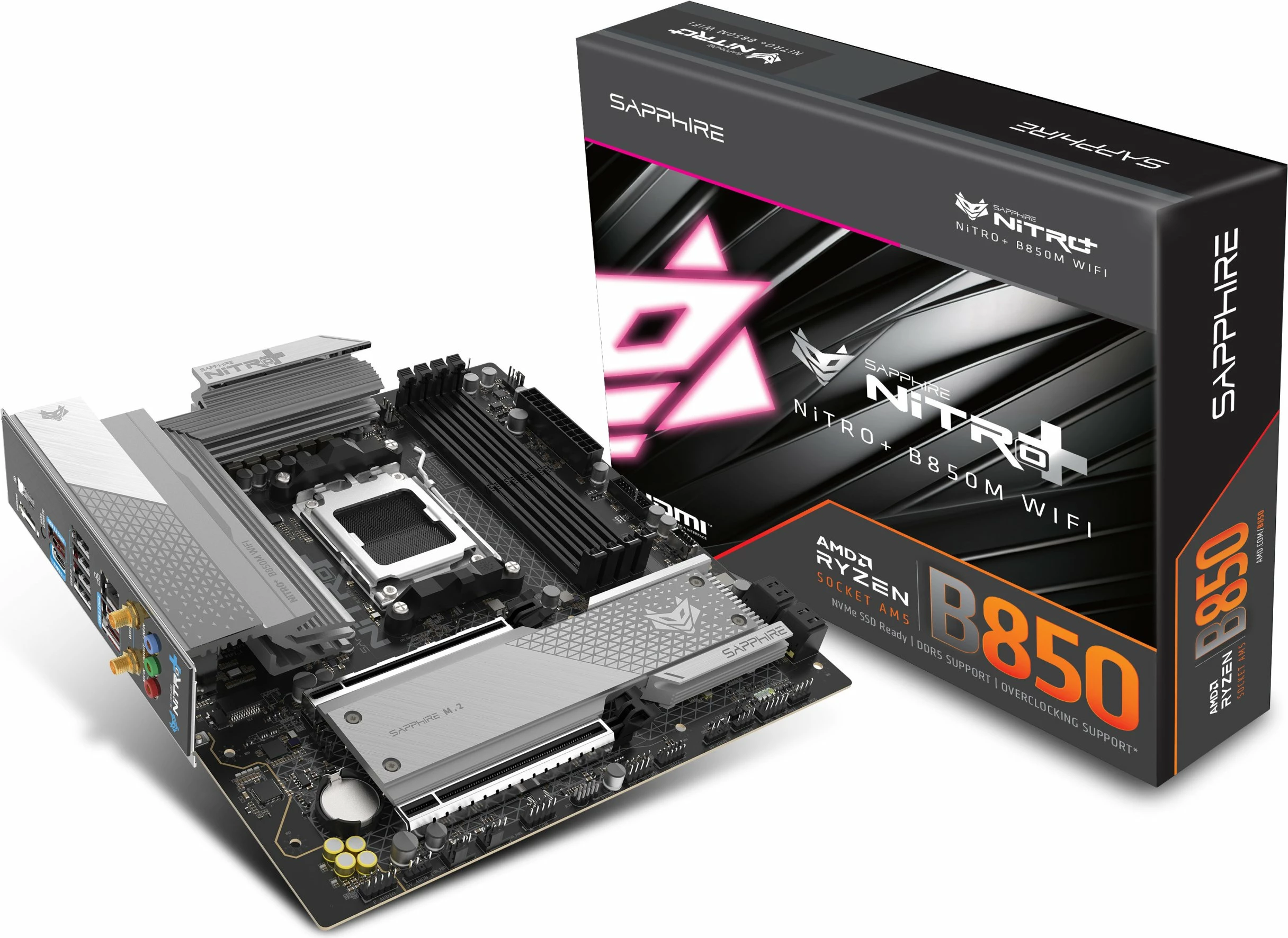 Pllakë amë Sapphire NITRO+ B850M WIFI Micro-ATX AM5, DDR5 deri 256GB, PCIe 5.0, WiFi 6, Bluetooth 5.3