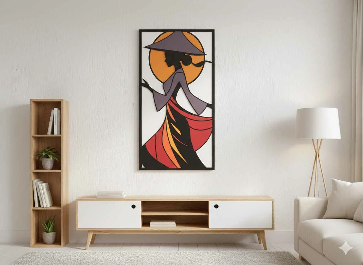 Pikturë dekorative me kornizë MDF, Wallity, Jade, shumëngjyrëshe, 40x68cm