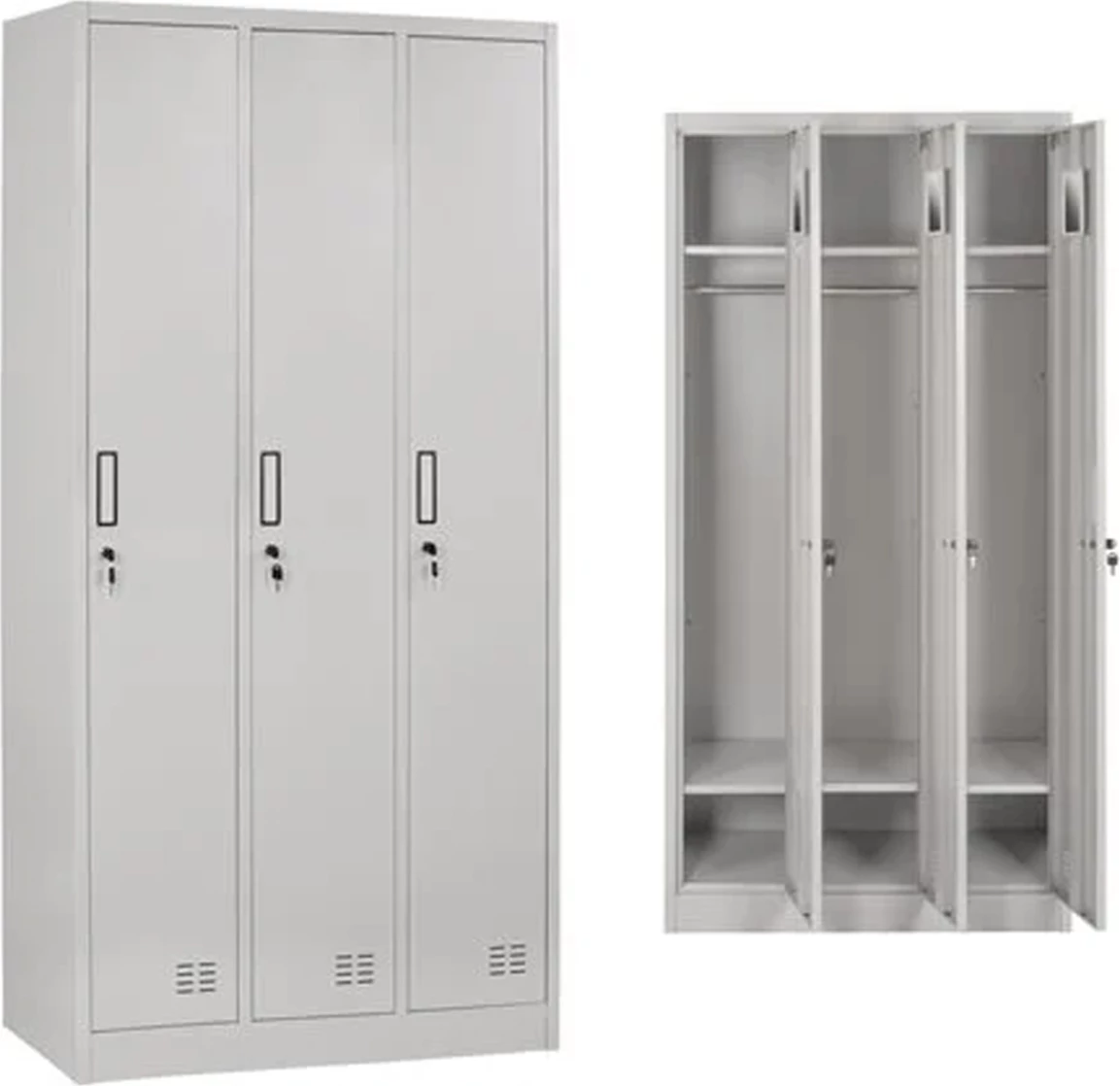 Dollap metalik trefishtë me çelësa ALTONA FH5634.11, ngjyrë gri, 90x45x185Hcm