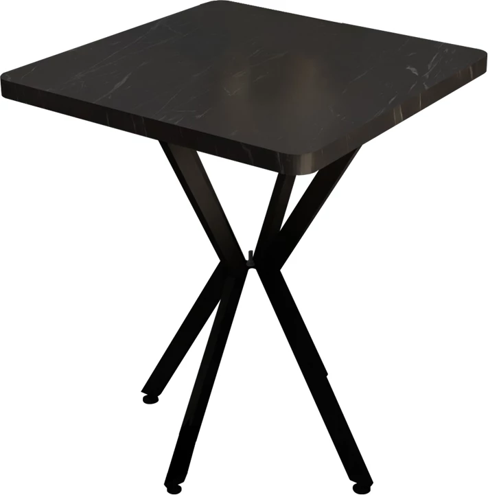 Sipërfaqe Tavoline Prestone, mermer i zi, melaminë-metal i zi, 70x70x75cm