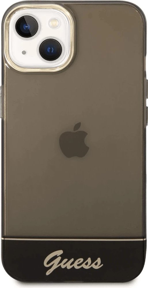 Mbështjellës Guess GUHCP14MHGCOK për iPhone 14 Plus, silikon, i errët transparent