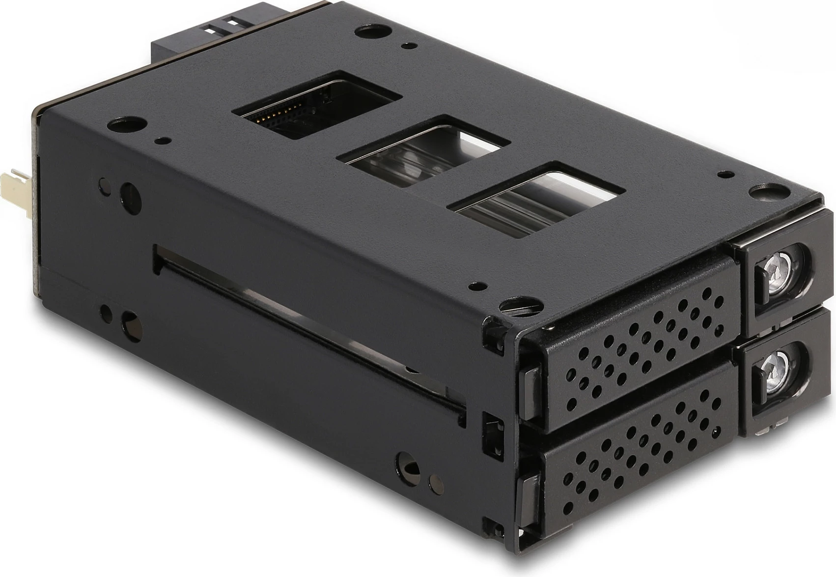 Rack mobil SSD DeLOCK Slim Bay, 2x 2.5" U.2, metal, me çelës, e zezë