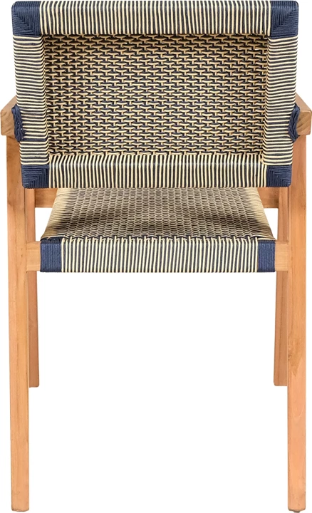 Karrige Salama, skelet druri teak, ngjyrë natyrale dhe litar krem-e-zi, 57x60x85cm